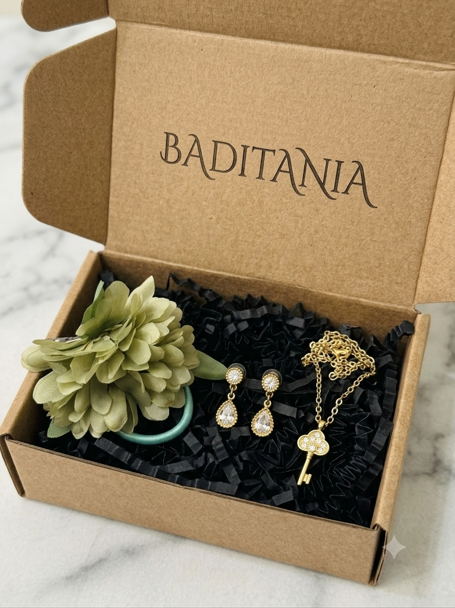 Cofre Exclusivo "Jardín Dorado": Set de Joyas y Accesorio Floral